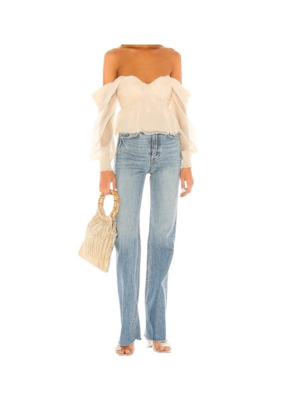 House Of Harlow 1960 Burna Ivory Long Sleeve Boho Chic Whimsical Blouse Size XS